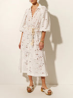 Corfu Midi Dress - White Embroider