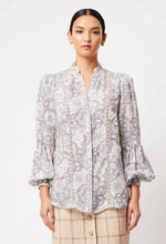 Vega Visco Cupro Silk Lace insert Shirt with Scolloped  Collar - Astral Print