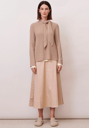 Forage Tie Neck Knit- Taupe