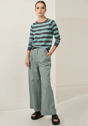 
            
                Load image into Gallery viewer, Calamity Striped Crew Knit - Teal/Mist
            
        