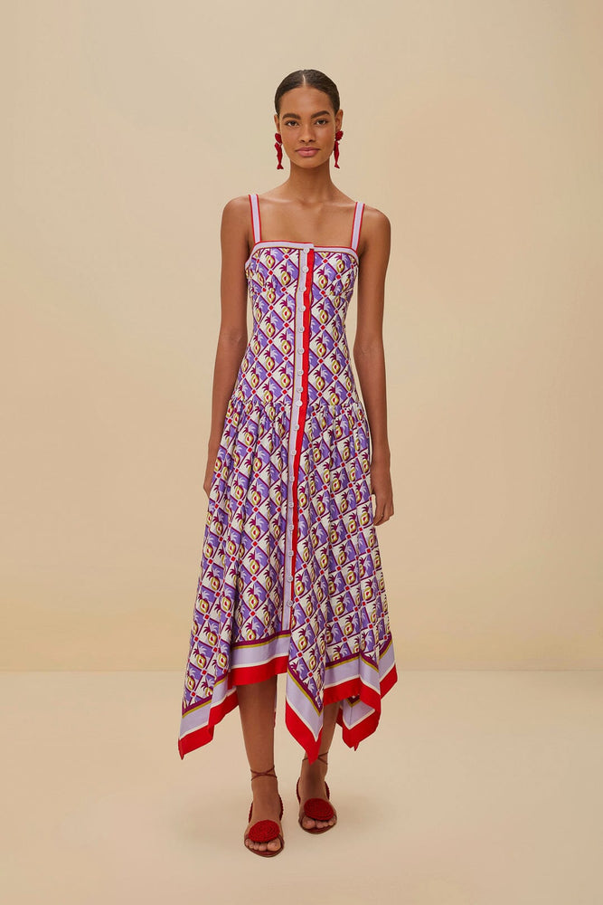 Graphic Pineapple Scarf Midi Dress