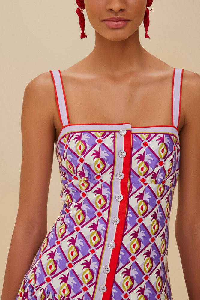 Graphic Pineapple Scarf Midi Dress