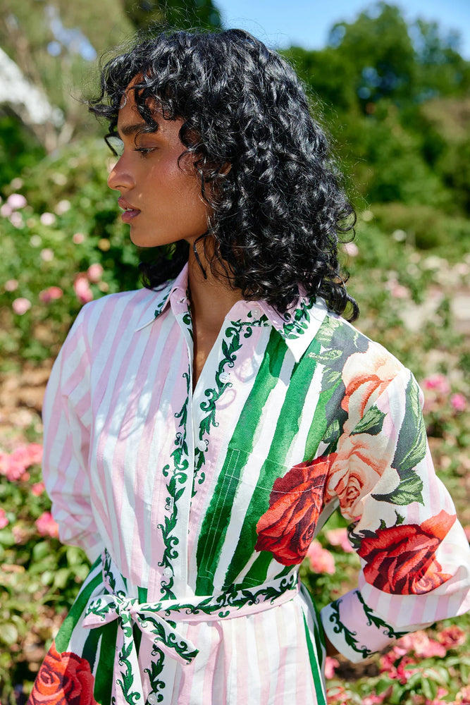 DEMI DRESS LEAF ROSE MULTI