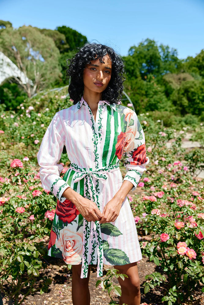 DEMI DRESS LEAF ROSE MULTI