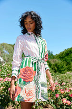 DEMI DRESS LEAF ROSE MULTI