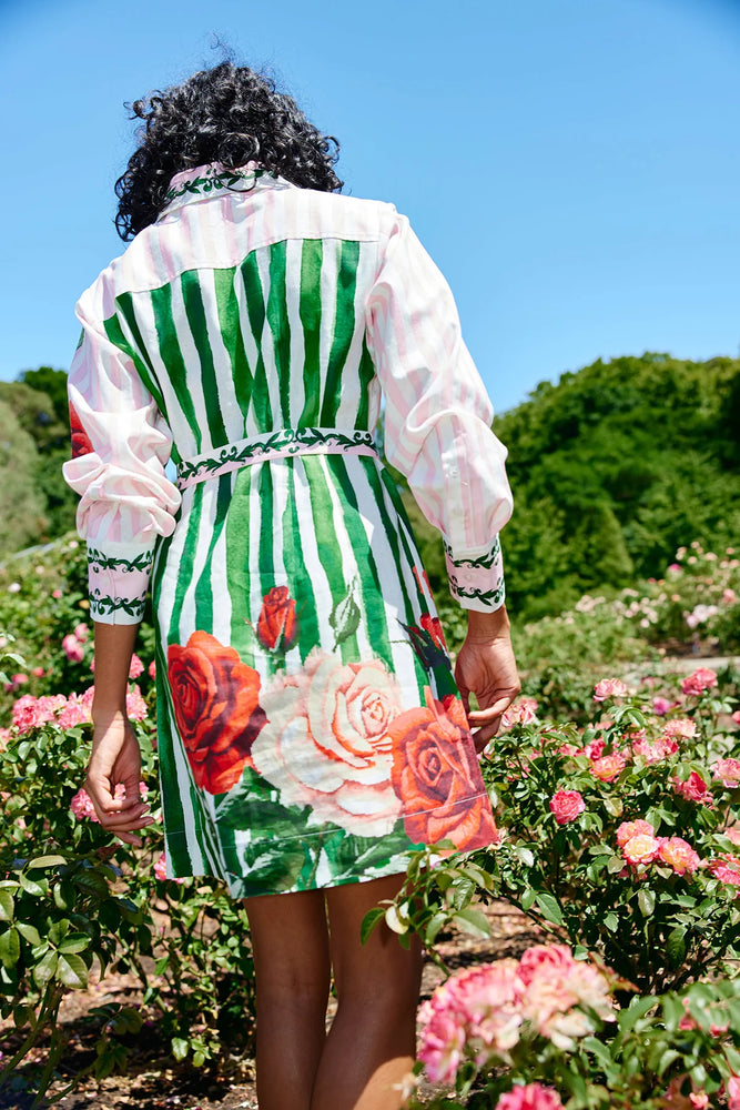 DEMI DRESS LEAF ROSE MULTI