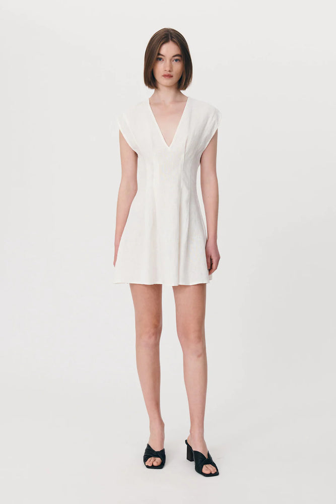 Anica Linen Mini Dress - Bone