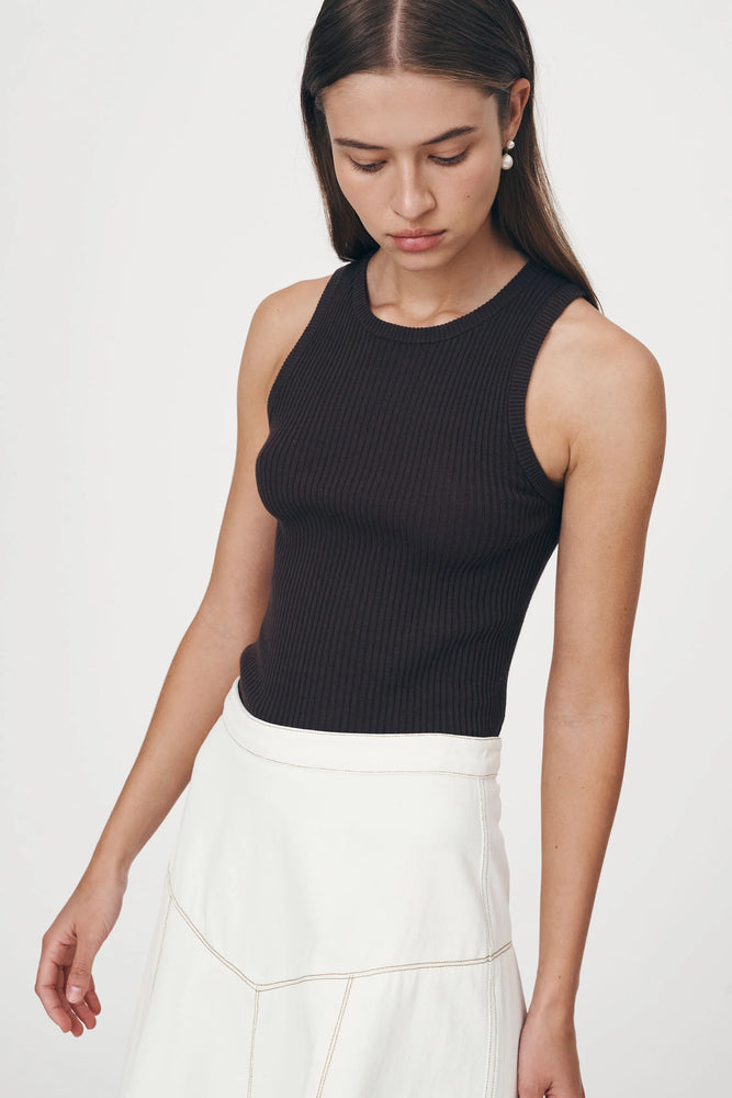 AVERY KNIT TANK - DARK COCOA