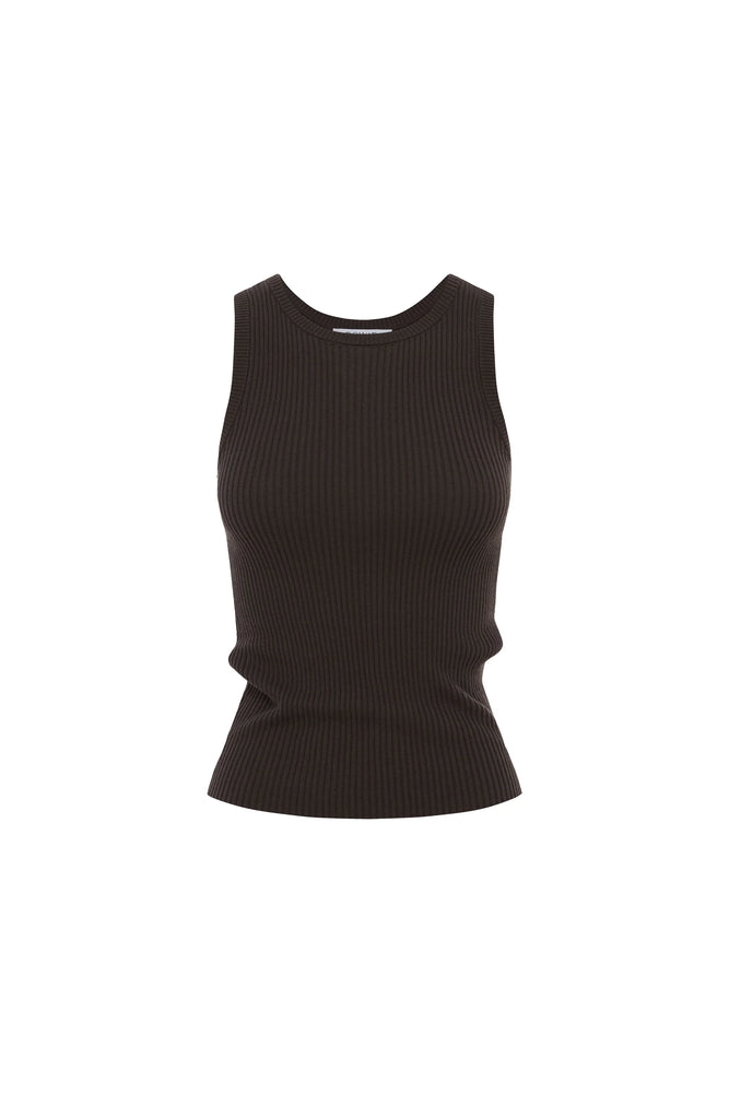 AVERY KNIT TANK - DARK COCOA