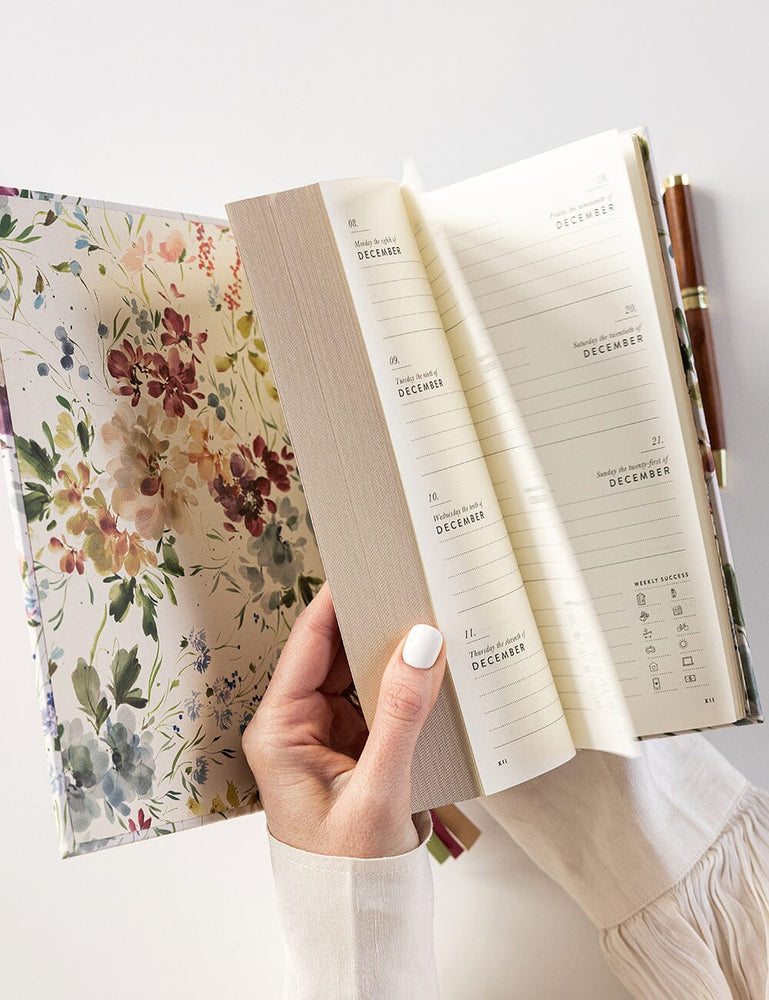 2025 Desktop Linen Bound Planner - Spring Blooms