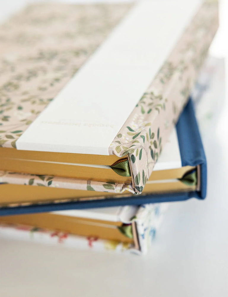 2025 Desktop Linen Bound Planner - White Blossoms