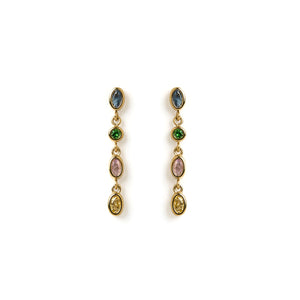 ISADORA GOLD EARRINGS - MULTI BLUE