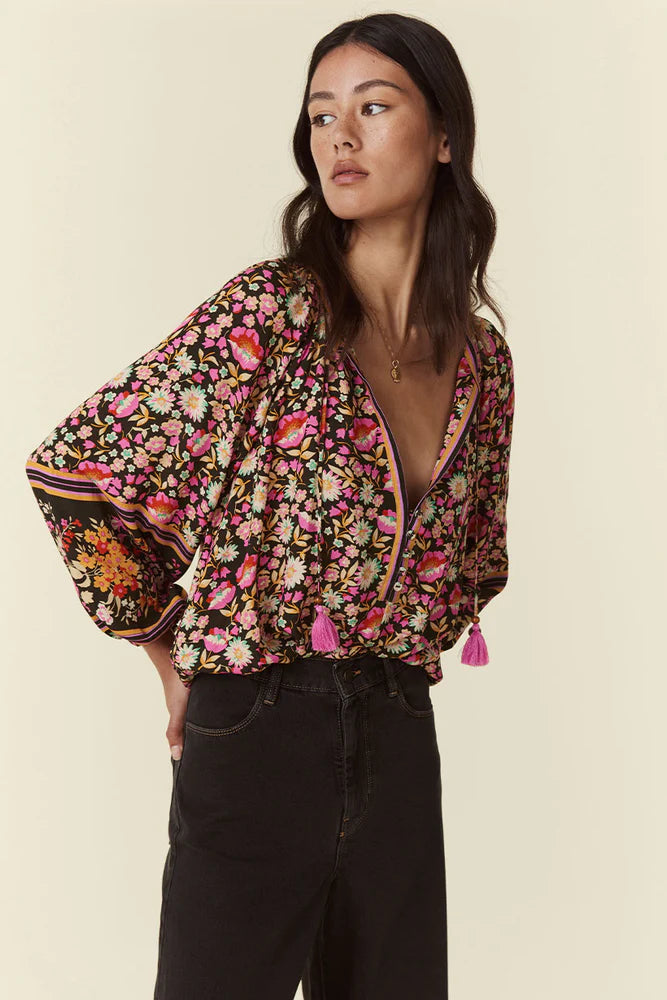 Impala Lily Tie Blouse- Night Blossom – SohoGirl