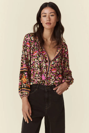 
            
                Load image into Gallery viewer, Impala Lily Tie Blouse- Night Blossom
            
        