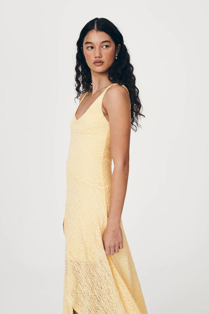 Lorna Lace Midi Dress Lemon