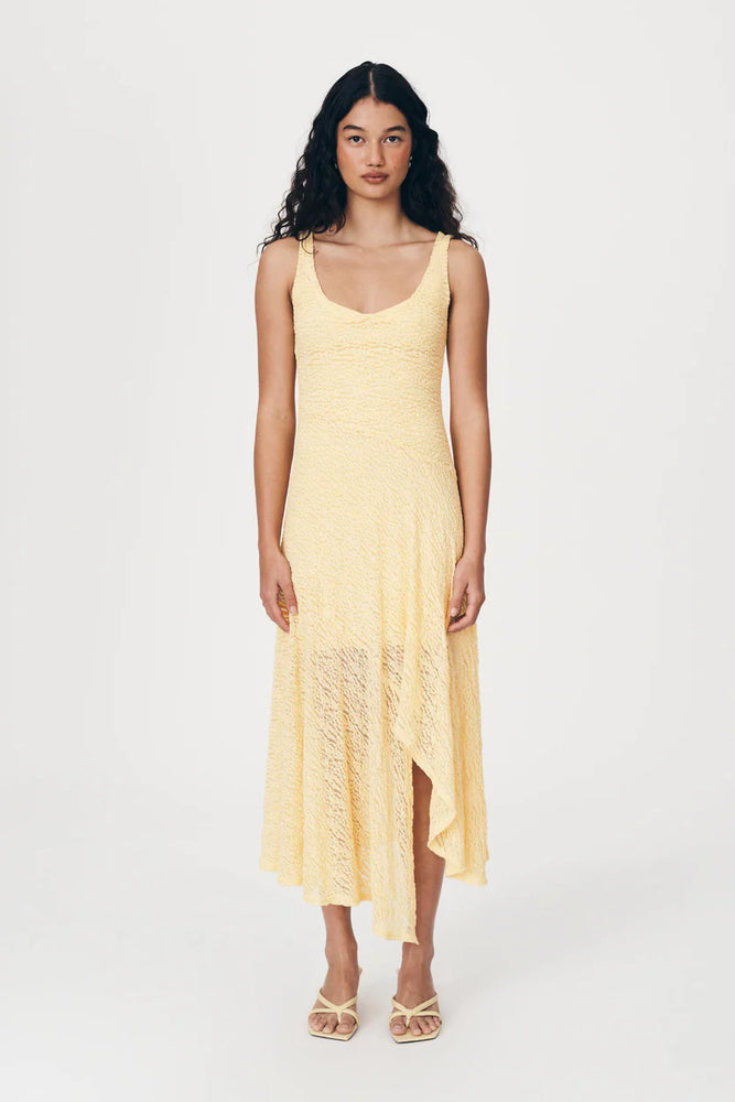 Lorna Lace Midi Dress Lemon