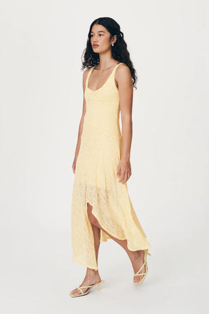 Lorna Lace Midi Dress Lemon