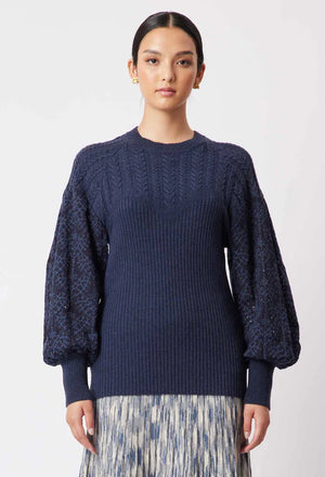 
            
                Load image into Gallery viewer, SERENA MERINO WOOL KNIT IN NAVY
            
        