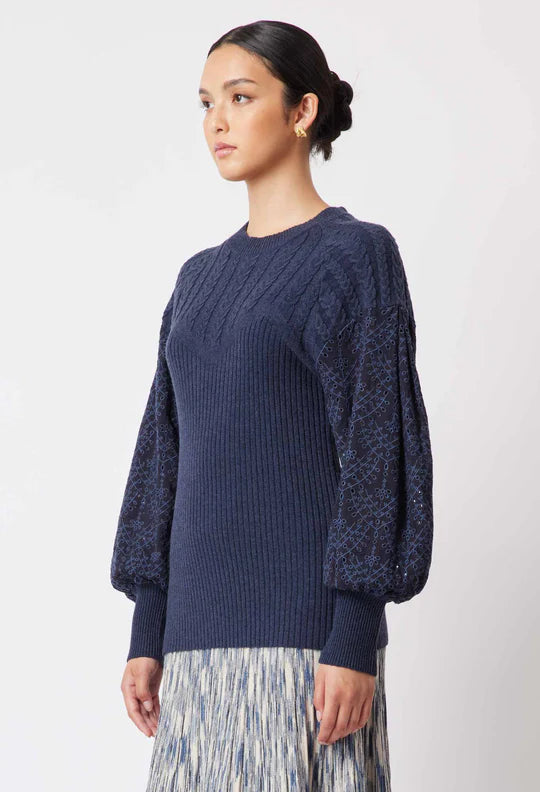 
            
                Load image into Gallery viewer, SERENA MERINO WOOL KNIT IN NAVY
            
        
