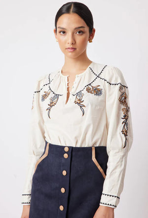 GETTY EMBROIDERED TOP IN WHITE