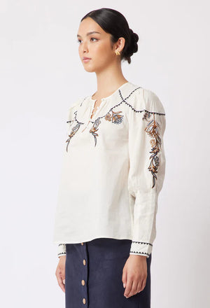 GETTY EMBROIDERED TOP IN WHITE
