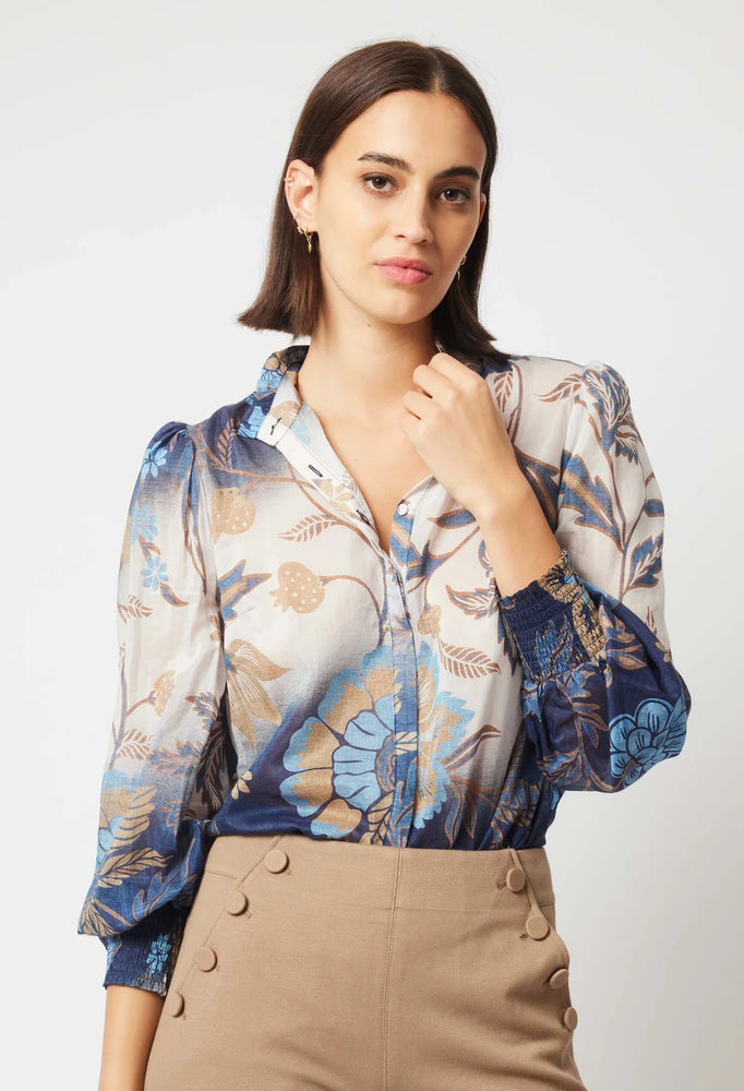 DYNASTY COTTON SILK SHIRT - LOTUS FLOWER