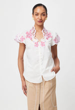 Ballou Embroidered Cotton Voile Blouse in Ivory Blush