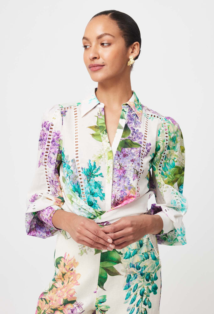 SWANSON PLACMENT EMBROIDERED COTTON VOILE SHIRT