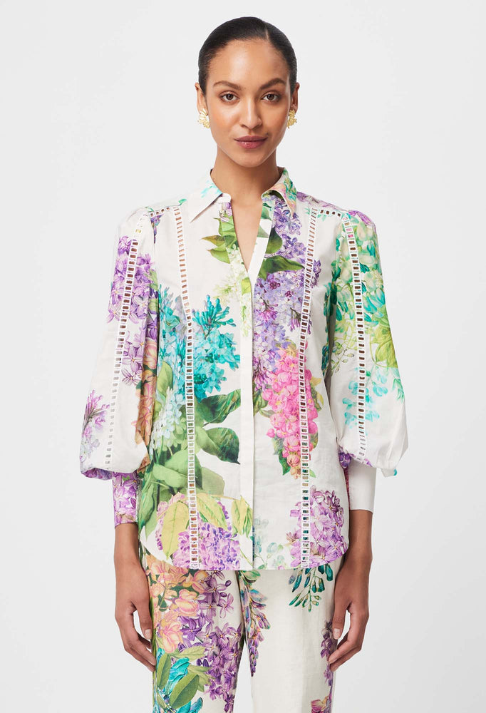 SWANSON PLACMENT EMBROIDERED COTTON VOILE SHIRT