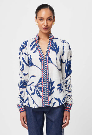 Pavillion Linen Viscose Shirt in Palm Shadow