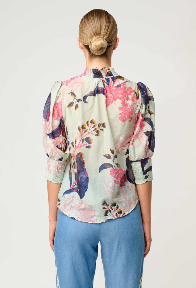 Oleander Cotton Silk Blouse in Oasis Flora