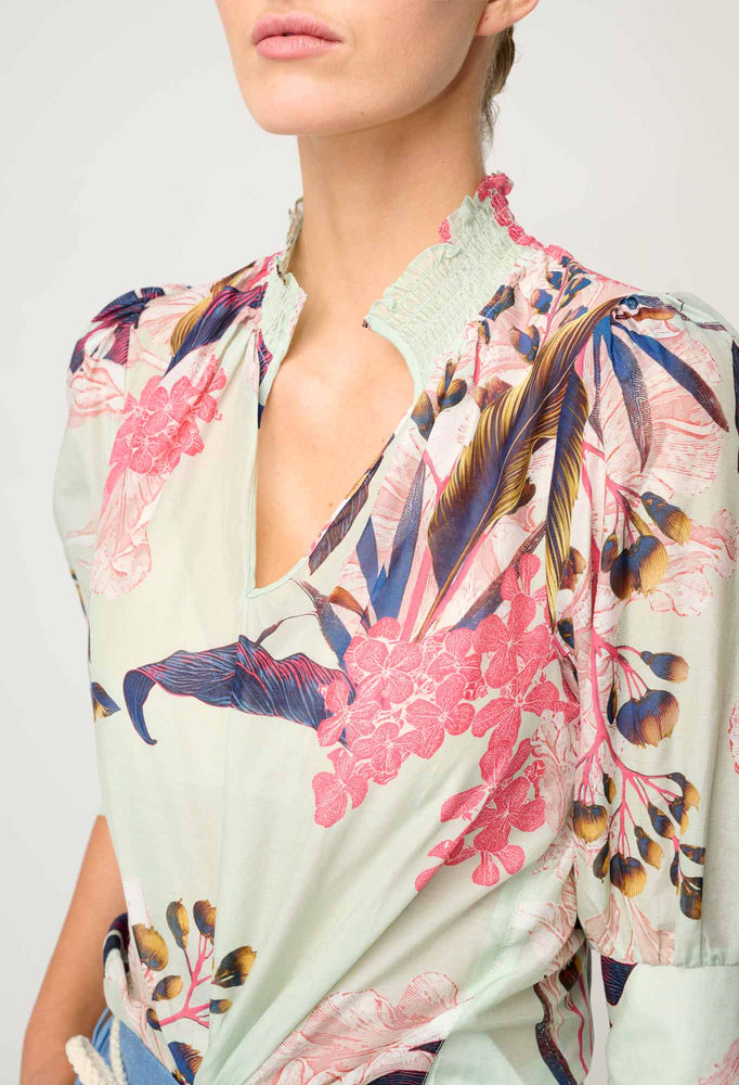 Oleander Cotton Silk Blouse in Oasis Flora