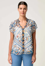 Calandra Viscose Yoryu Flutter Sleeve Top in Petinos Floros
