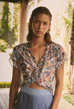 Calandra Viscose Yoryu Flutter Sleeve Top in Petinos Floros