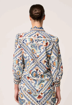 Alexis Linen Viscose Fringe Shirt in Petinos Floros