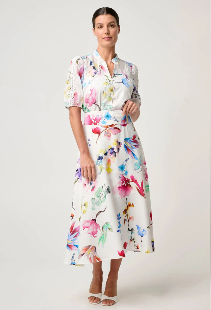 Thalia Lace Cotton Slub Shirt in Plume Blossom
