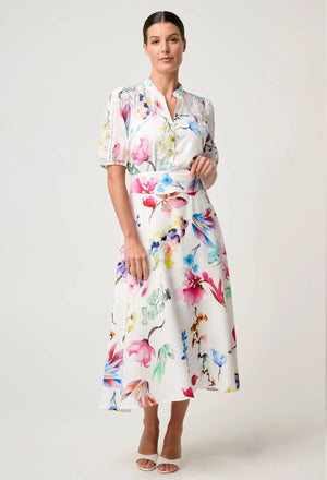 Thalia Lace Cotton Slub Shirt in Plume Blossom