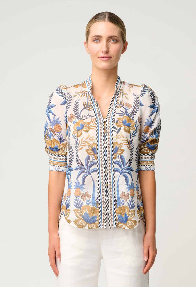 Calantha Cotton Silk Shirt in Golden Medina