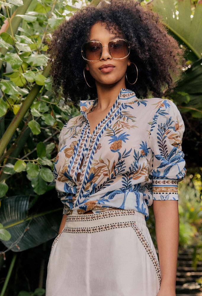 Calantha Cotton Silk Shirt in Golden Medina