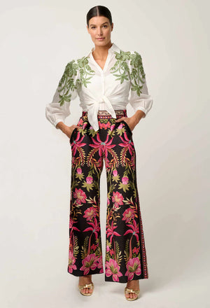 Callisto Cotton Embroidered Shirt in Ivory