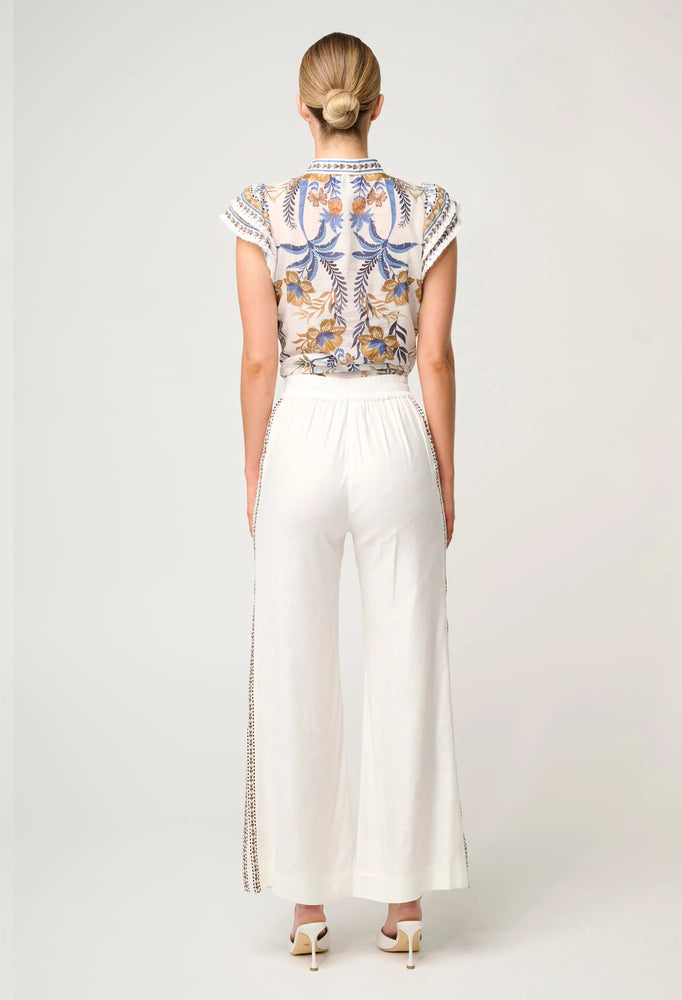 Zara Linen Viscose Pant in Ivory