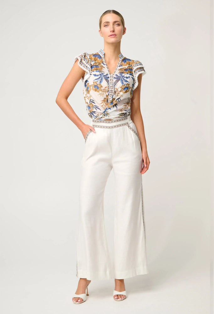 Zara Linen Viscose Pant in Ivory