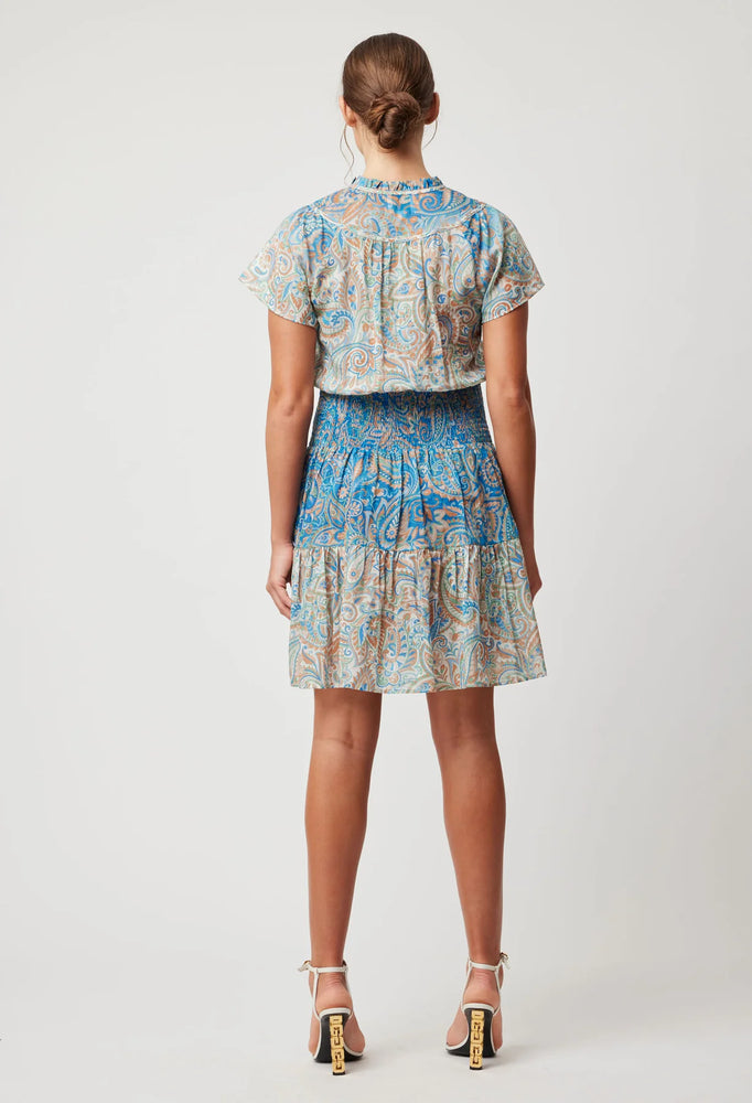 
            
                Load image into Gallery viewer, Positano Cotton Silk Flutter Sleeve Shirred Waist Dress - Capri Paisley
            
        