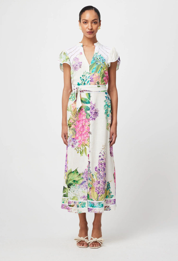 Cristina Linen Viscose Dress in Wisteria Alba