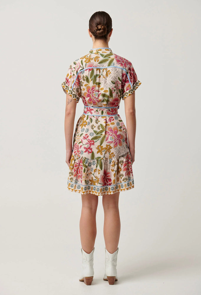 CLEMENTINE LINENVISCOSE PLACEMENT PRINT SHIRTDRESS - AZALEA