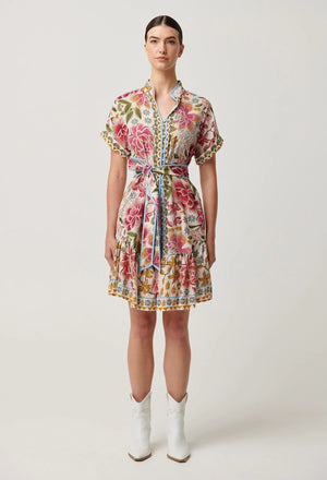 CLEMENTINE LINENVISCOSE PLACEMENT PRINT SHIRTDRESS - AZALEA