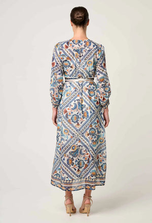 Alexis Silk Cotton Midi Dress in Petinos Floros