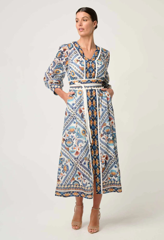Alexis Silk Cotton Midi Dress in Petinos Floros