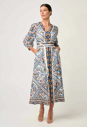 Alexis Silk Cotton Midi Dress in Petinos Floros
