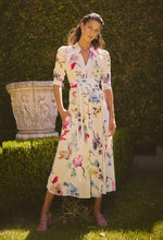 Xenia Yoke Linen Viscose Dress in Plume Blossom